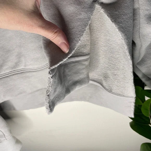 Lafayette 148 NY Medford crew neck sweatshirt gray sage crop cotton luxury large - Picture 6 of 10